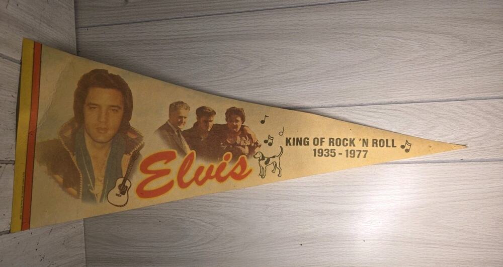 Vintage Pennant Elvis King of Rock 'N Roll 1935-1977 - 30" Mom Dad Read